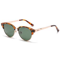 DUCO Damen Sonnenbrille Polarisiert Sonnenbrillen mit UV400 Schutz modisch Designer Sonnenbrille Großer Metall Rahmen DC1221 von DUCO