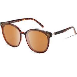 DUCO Damen Sonnenbrille mit UV400 Schutz Polarisiert Vintage Großer Übergroß Sonnenbrillen Für Frauen Retro Runde Sonnenbrillen W017 (Tortoise) von DUCO