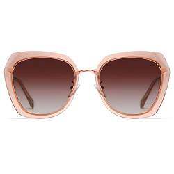 DUCO Diamant Trim Stil Sonnenbrille für Frauen polarisierten UV-Schutz Retro Designer Sonnenbrille DC1225 (Transparentes Braun) von DUCO