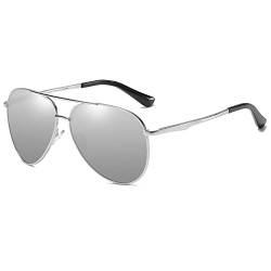 DUCO Herren Pilotenbrille Polarisierte Sonnenbrille Metallgestell für Männer und Frauen 100% UV Schutz 3025G (Silber) von DUCO
