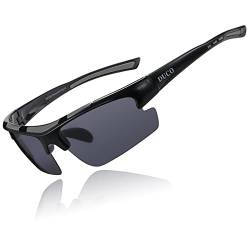 DUCO Herren Polarisiert Sport Sonnenbrille für Fahrrad Angeln Golf TR90 super leichter Rahmen DC6200 (Schwarz Rahmen Grau Linse) von DUCO