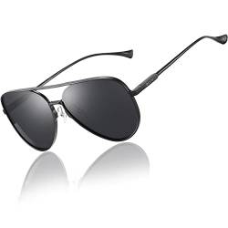 DUCO Herren Polarisierte Sonnenbrille Klassische Unisex Fliegerbrille UV400 Filter Kategorie 3 3025H (Schwarz, Grau) von DUCO