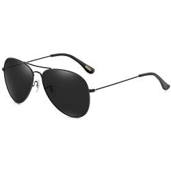 DUCO Herren Polarisierte Sonnenbrille Pilotenbrillen Unisex 100% UV400-Schutz Sonnenbrillen 3025 (Schwarz) von DUCO