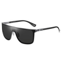 DUCO Herren Sonnenbrille Polarisierte Quadrat Sonnenbrille für Herren Carbon Fiber Tempel Sonnenbrille für Fahren Angeln Golf DC8209 (Grau Rahmen Grau Linse) von DUCO