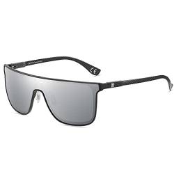 DUCO Herren Sonnenbrille Polarisierte Quadrat Sonnenbrille für Herren Carbon Fiber Tempel Sonnenbrille für Fahren Angeln Golf DC8209 (Schwarz Rahmen Silber Linse) von DUCO