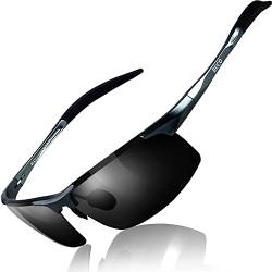 DUCO Herren Sportbrille Polarisierte Sonnenbrille Fahrerbrille Ultraleichte Al-Mg Metallrahmen UV400-Schutz Männer Sonnenbrillen 8177S (Gunmetal) von DUCO