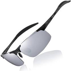 DUCO Herren Sportbrille Polarisierte Sonnenbrille Fahrerbrille Ultraleichte Al-Mg Metallrahmen UV400-Schutz Männer Sonnenbrillen 8177S von DUCO
