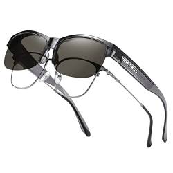 DUCO Herren und Damen Sonnenbrillen Polarisiert Unisex Brille Überbrille für Brillenträger Fit over Polbrille 8960 (Grau Rahmen Grau Linse) von DUCO