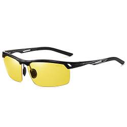 DUCO Nachtsichtbrille Anti-Glanz Fahren Brillen Kontrast-Brille Nachtfahrbrille polarisierte 8550 (Schwarz Rahmen Gelb Linse) von DUCO