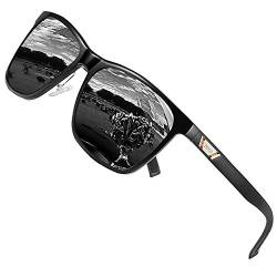 DUCO Polarisiert Sonnenbrille für Herren mit UV400 Schutz Retro Rechteckig Rahmen Ultraleichte Metallrahmen Brillengläser Fahrerbrille Sportsonnenbrille 3029H (Schwarz/Grau) von DUCO