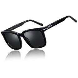 DUCO Polarisierte Sonnenbrille für Herren Damen mit UV400 Schutz Vintage Sonnenbrillen für Fahren Radfahren Angeln DC8288 (Black Frame Grey Lens) von DUCO