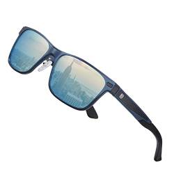 DUCO Polarisierte Sonnenbrille für Herren Vintage Aluminium-Rahmen Retro Sport Sonnenbrillen 100% UV-Schutz 8207 (Blue Frame,Revo Blaue Linse) von DUCO