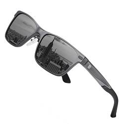 DUCO Polarisierte Sonnenbrille für Herren Vintage Aluminium-Rahmen Retro Sport Sonnenbrillen 100% UV-Schutz 8207 (Gunmetal Rahmen,Grau Linse) von DUCO