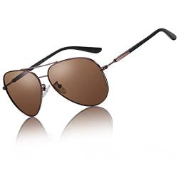 DUCO Premium Herren Polarisierte Sonnenbrille für Männer und Damen 100% UV-Schutz 3027 (Brown) von DUCO