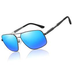 DUCO Premium Sonnenbrille Retro Square Rechteckige Gestell Polarisierte Gläser 100% UV Schutz 3379 (Blau) von DUCO