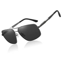 DUCO Premium Sonnenbrille Retro Square Rechteckige Gestell Polarisierte Gläser 100% UV Schutz 3379 (Grau) von DUCO