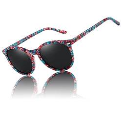 DUCO Retro Polarisierte Damen Sonnenbrille Vintage UV400 Schutz Sonnenbrillen Leichtgewicht Acetat Rahmen 1230 (Hawksbill Schildkröte) von DUCO