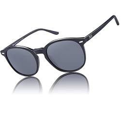 DUCO Retro Polarisierte Damen Sonnenbrille Vintage UV400 Schutz Sonnenbrillen Leichtgewicht Acetat Rahmen 1230 (Schwarz) von DUCO