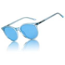 DUCO Retro Polarisierte Damen Sonnenbrille Vintage UV400 Schutz Sonnenbrillen Leichtgewicht Acetat Rahmen 1230 (Transparentes Blau) von DUCO
