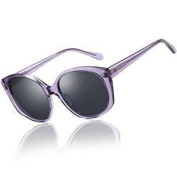 DUCO Retro Sonnenbrille für Damen Vintage übergroßer Rahmen Polarisierte Gläser mit Farbverlauf trendige Farbtöne stilvolle Sonnenbrille DC1106 (Violett) von DUCO