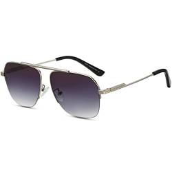 DUCO Retro Sonnenbrille für Herren Damen Halbrandlose Nicht Polarisierte Sonnenbrille für das Fahren DC3035 (Silber) von DUCO