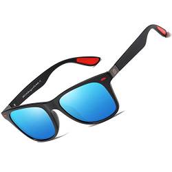 DUCO Retro Sonnenbrille für Herren und Damen zum Fahren Radfahren Angeln Golf 2146 (Schwarz Blau) von DUCO