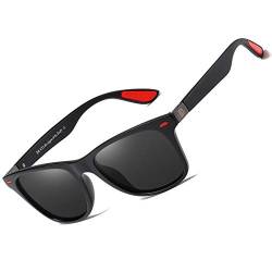 DUCO Retro Sonnenbrille für Herren und Damen zum Fahren Radfahren Angeln Golf 2146 (Schwarz Grau) von DUCO