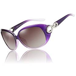 DUCO Sonnenbrille Damen Klassisch Polarisiert Übergroß Frauen Sonnenbrillen Mode Brille 100% UV-Schutz 1220 (Violett) von DUCO