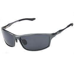 DUCO Sonnenbrille Herren Polarisierte Sportbrille Fahrerbrille für Männer Al-Mg Metallrahme Brillen 8201 (Gunmetal) von DUCO