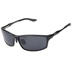 DUCO Sonnenbrille Herren Polarisierte Sportbrille Fahrerbrille für Männer Al-Mg Metallrahme Brillen 8201 (Schwarz) von DUCO