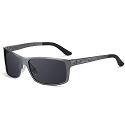 DUCO Sonnenbrille Polarisiert Herren Metallrahmen Männer Sportbrille Ultraleichte Fahrerbrille Radsportbrillen UV400-Schutz DC9018 (Grau) von DUCO