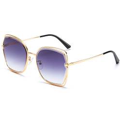 DUCO Übergroße Mode Sonnenbrille für Frauen bunte UV-Schutz Objektiv Trendy Retro Designer Sonnenbrille DC1226 (Grau) von DUCO