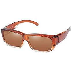 DUCO Unisex polarisierte Sonnenbrillen Überziehbrille Fit-Over Brille Korrekturbrille RX Brille 8956 (Braun) von DUCO