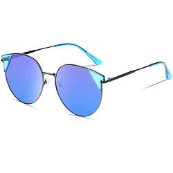 DUCO Vintage Katzenauge Polarisierte Retro Sonnenbrille für Frauen UV-Schutz W018 (Blau) von DUCO