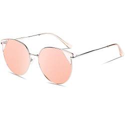 DUCO Vintage Katzenauge Polarisierte Retro Sonnenbrille für Frauen UV-Schutz W018 (Rosa) von DUCO