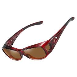 Duco Herren und Damen Sonnenbrillen Polarisiert Unisex Brille Überbrille für Brillenträger Fit-over Polbrille 8953 M - Wein Rot, Braun von DUCO