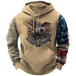 Herren 3D Hoodie Sweatshirt Adler Grafik Langarm Pullover Pullover Tops Amerikanische Flagge Lose Casual Drawstring Hooded Sportbekleidung von DUDSOG