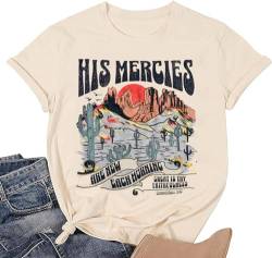 His Grace is Enough T-Shirt Frauen Niedlich Jesus Christlicher Glaube Shirts Baumwolle Grafik Tops Bluse, cremefarben, Mittel von DUDUVIE
