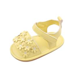 DUHGBNE Baby Kleinkind Kleinkind Mädchen PU Weiche Offene spitze Sommer Sandalen Prinzessin Flache Schuhe Für Sommer Seestiefel Kinder (Yellow, 19 Infant) von DUHGBNE