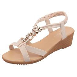 DUHGBNE Damen-Sandalen, Damen, mittelhoher Absatz, Keilschuhe, Student, Strand, Strandschuhe, Sandalen Damenschuhe Schwarz Elegant (White, 35) von DUHGBNE