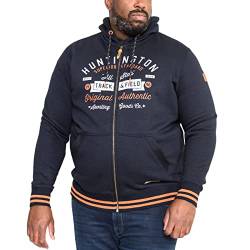 D555 Herren Plus Size Full Zip Hoodie mit Brustdruck in Marineblau 2XL bis 10XL, navy, XXXL von DUKE D555