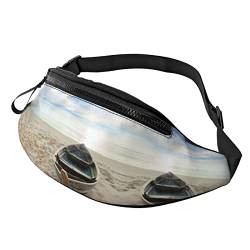 Boot, Strand, Sonnenaufgang, Zeit, Gürteltasche, für Herren und Damen, verstellbare Träger für Freizeit, Reisen, Wandern, Laufen, Outdoor-Sport, Boot Strand Sonnenaufgang Zeit, Einheitsgröße von DULZAN