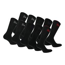 DUNLOP 10 Paar Sportsocken, mittlere Wadenhöhe, Frottierfuß, ausgezeichnete Baumwollqualität (Schwarz, 41-45) von DUNLOP