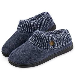 DUNLOP Hausschuhe Herren mit Sherpa Fleece Futter und Memory Foam, Rutschfeste Pantoffeln Herren (44 EU, Marineblau, numeric_44) von DUNLOP