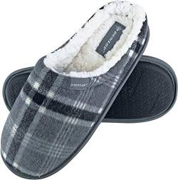 Dunlop - Herren Kariert Winter Warm Fleece Plüsch Gefüttert Hausschuhe mit Innenfell (42 EU, 7179 Grey) von DUNLOP