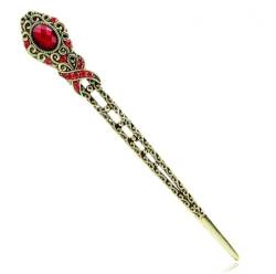 DUNSBY Haarnadel Stick Muylinda Kristall Metall Haarstift Vintage Einfache Haarnadel Zubehör Vintage Haarnadel for Frauen Bankett Haarschmuck (Color : Resin red) von DUNSBY