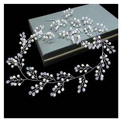 Haarschmuck Hochzeit Handgefertigte Muschel-Blumen-Haar-Accessoires, Perlen, Perlen-Kopfschmuck, Blatt-Stirnbänder, Kristall-Braut-Kopfschmuck for Frauen, Hochzeiten, Party (Color : 35cm length) von DUNSBY