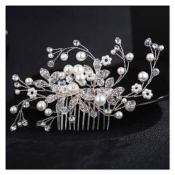 Haarschmuck Hochzeit Hochzeit Kristall Peals Haarkämme Braut Haar Clips Zubehör Schmuck Handgemachte Frauen Kopf Ornamente Kopfbedeckungen for Braut (Color : HS-J2590A-S) von DUNSBY