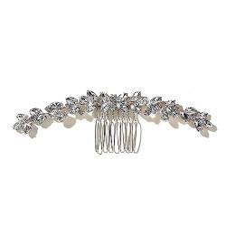 Haarschmuck Hochzeit Silberfarbener Blumen-Haarkamm, Schmuck for Mädchen, handgefertigt, Legierung, Perlen-Haarnadel, Haarkamm, Braut-Tiaras, Hochzeit, Haar-Accessoire, Schmuck (Color : Style 18) von DUNSBY