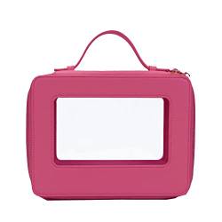 Kosmetiktasche Bunter tragbarer Kosmetikkoffer-Reise-transparenter Make-upbeutel PVC-Kosmetiktasche TPU-Waschbeutel (Color : 5768 Rose pink, Size : 21X6X16CM) von DUNSBY